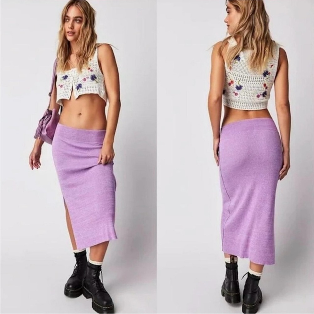 Free People Lilac Midi Skirt